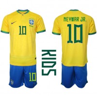 Koszulka piłkarska Brazylia Neymar Jr #10 Strój Domowy dla dzieci MŚ 2022 tanio Krótki Rękaw (+ Krótkie spodenki)